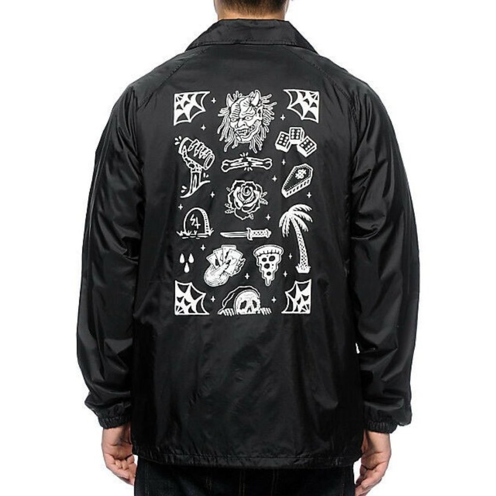 NEW SKETCHY TANK FLASH MEN'S BLACK COACH JACKET - Picture 1 of 10